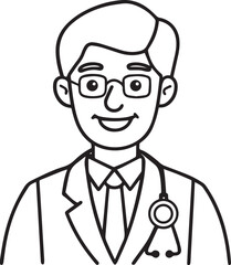 Fototapeta premium A man He is a doctor outline vector illustration line art