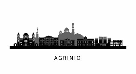 Naklejka premium Agrinio with Greece Skyline vector illustration.