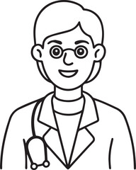 Obraz premium A man He is a doctor outline vector illustration line art