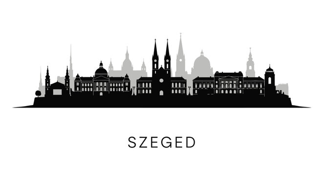 Szeged Skyline Vector with Hungary Cityscape, and Silhouette.