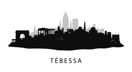 Fototapeta premium Tbessa City Skyline with Black Silhouette, and Landmark.