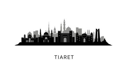 Fototapeta premium Tiaret Skyline Cityscape Silhouette Algeria.