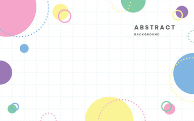Colorful Pastel Abstract Geometric Background with Grid and Circles. Cute Minimal Design for Kids or Presentation.