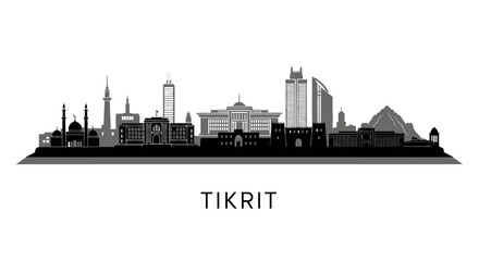 Naklejka premium Tikrit Iraq skyline vector silhouette.