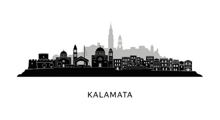 Fototapeta premium Kalamata Skyline Cityscape Silhouette with Greece.