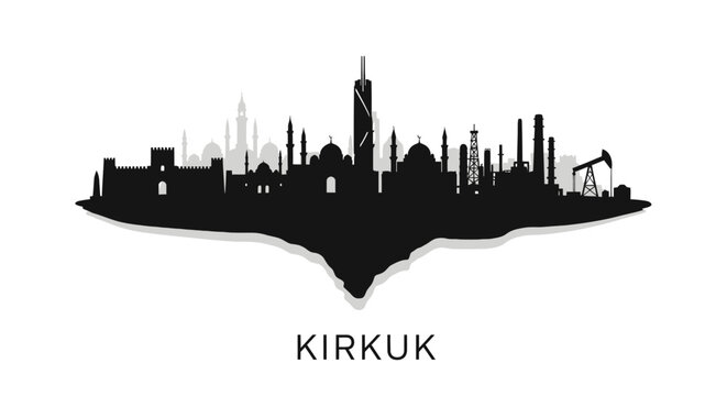 Kirkuk Iraq Skyline Silhouette Vector.