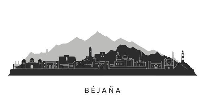 Bejaia City Silhouette Skyline Vector Algeria.