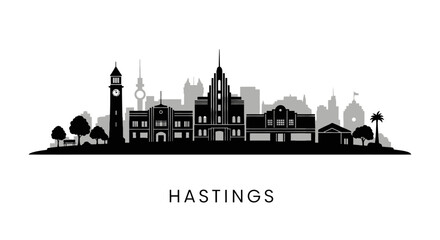 Hastings with New Zealand Skyline Silhouette.