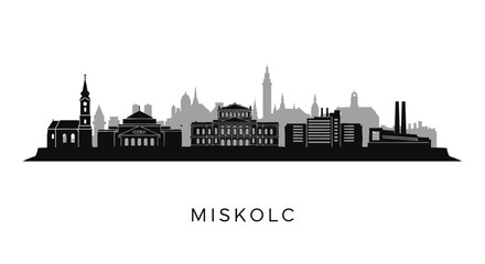Obraz premium Miskolc Cityscape Silhouette with Hungary Skyline.