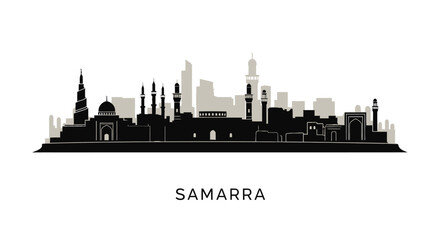 Samarra Skyline with Iraq City silhouette Icon.