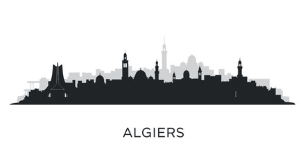 Fototapeta premium Algiers Skyline Vector with Algeria Cityscape Silhouette.