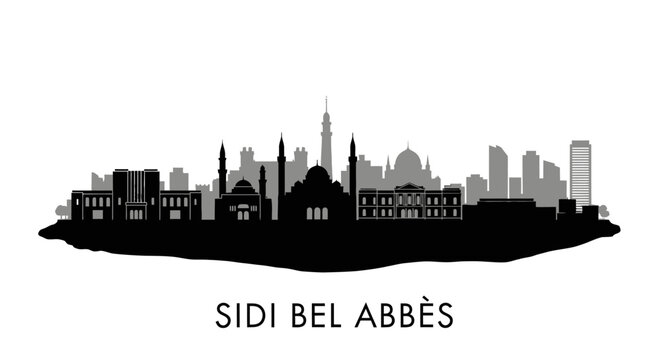 Sidi Bel Abbs Skyline with Silhouette, and Cityscape.