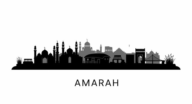 Amarah Iraq skyline vector silhouette isolated.