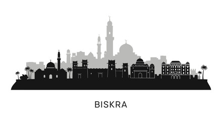 Fototapeta premium Biskra Algeria Skyline Vector Cityscape.