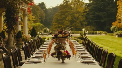 Elegant Autumnal Garden Banquet