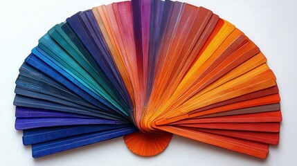 Colorful Fan of Paint Swatches Showcasing Vibrant Shades and Tones