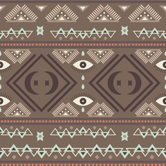 Colorful tribal design with red, green, and blue hues arranged in intricate patterns