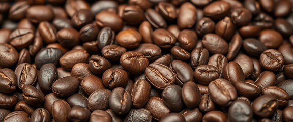 Dry, oily, dark roasted coffee beans, close-up texture,  photography,  texture