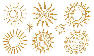 Hand-Drawn Sun and Star Illustrations Celestial Doodle Collection for Design Projects