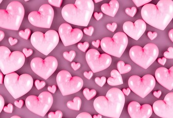 Delicate seamless pattern of pastel pink hearts, perfect for Valentine's Day backgrounds, pattern, spring