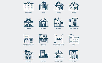 City hall building icon set. vector illustration.
