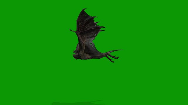 A Realistic 3D Bat Flying Left on Green Screen-Chroma Key Animation