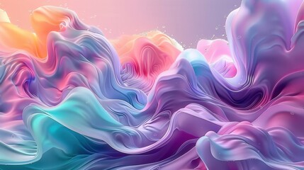 Fototapeta premium A mesmerizing display of abstract art featuring flowing silk textures and vibrant pastel colors.