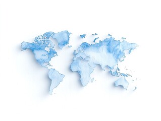 Abstract Blue World Map Illustration on White Background