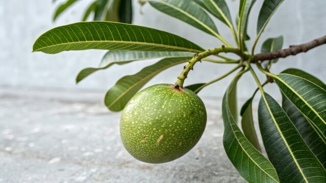 Cerbera odollam (suicide tree) fruit isolated on light grey background