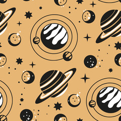 doodle planet cream background
