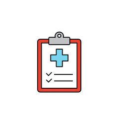 Obraz premium Medical checklist clipboard with blue cross icon