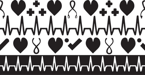 Anatomical Heart Vector with Red Dots and Ribbon Icons on White Background