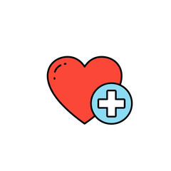 Fototapeta premium Red heart with blue medical cross icon