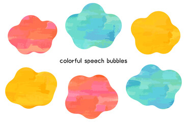 カラフルな水彩流体シェイプフレームセット 枠 吹き出し 
