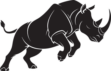 Fototapeta premium Charging Rhino in Dynamic Motion Silhouette