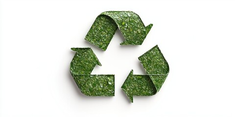 Green recycle symbol on white background