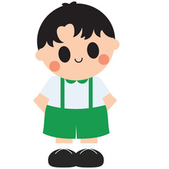 A school boy wearing a green school uniform