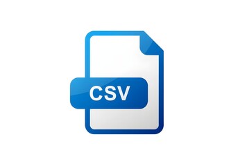 Illustration of a csv file icon with blue border and label on a plain white background image view