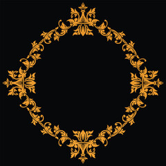 Ornamental Gold Rectangle Frame for Elegant Background or Label Design