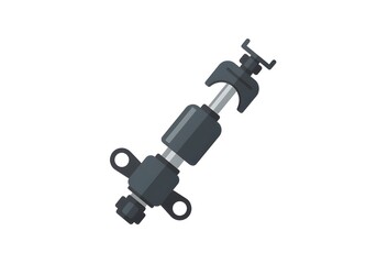Fototapeta premium A black and silver adjustable mount with a clamp on a white background illustration style