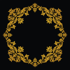 Premium Round Gold Frame Border with Baroque Style for Wedding Invitations and Cards