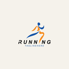 Running sport athlete logo design concept illustration template vector