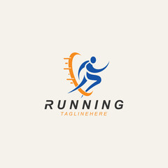 Running sport athlete logo design concept illustration template vector