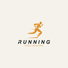 Running sport athlete logo design concept illustration template vector