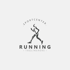 Running sport athlete logo design concept illustration template vector