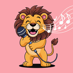 Singing Lion with Microphone