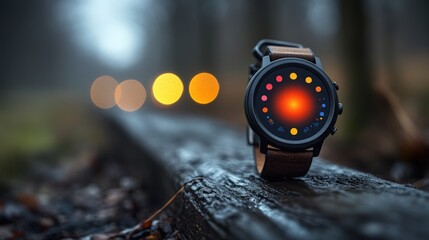 Stylish Smartwatch Displaying Bright Colorful Circular Design