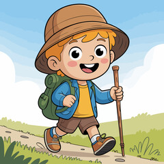 Hiking Child in the Forest
