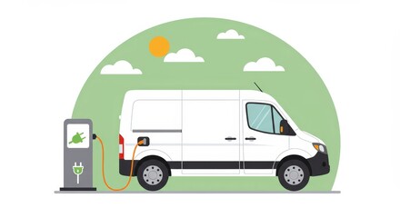 Electric Van Charging at Station