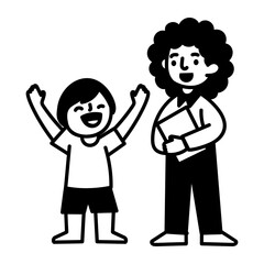 A hand drawn style icon showing a happy student 
